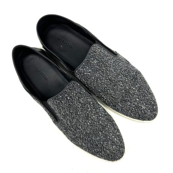 Vince Women's Garvey Slip-On Platform Sneaker Black Grey Tweed Size 8 - Picture 6 of 9
